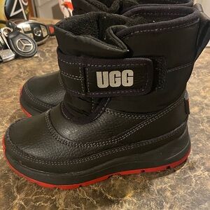 UGG Kids Black Boots with Red Soles